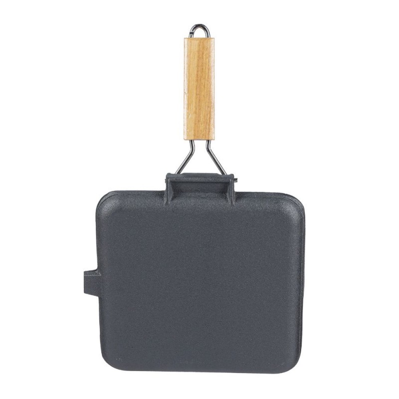 Støbejernspande til grill med sammenklappeligt træhåndtag, 24x24 cm | Støbejernspande til grill Støbejernspande til grill med sammenklappeligt træhåndtag, 24x24 cm | Støbejernspande til grill | Støbejernspande |