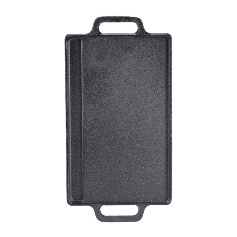 Dobbeltsidet støbejernsgrillplade, 38x23 cm | Støbejernsplade Dobbeltsidet støbejernsgrillplade, 38x23 cm | Støbejernsplade | |