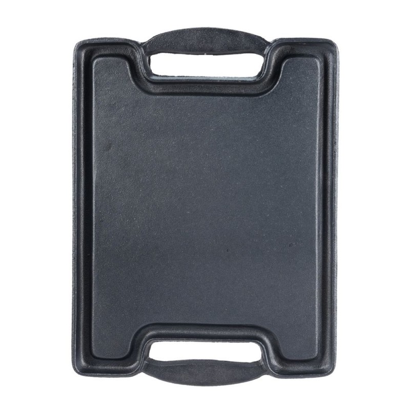 Dobbeltsidet støbejernsgrillplade, 36x25 cm | Støbejernsplade Dobbeltsidet støbejernsgrillplade, 36x25 cm | Støbejernsplade | |