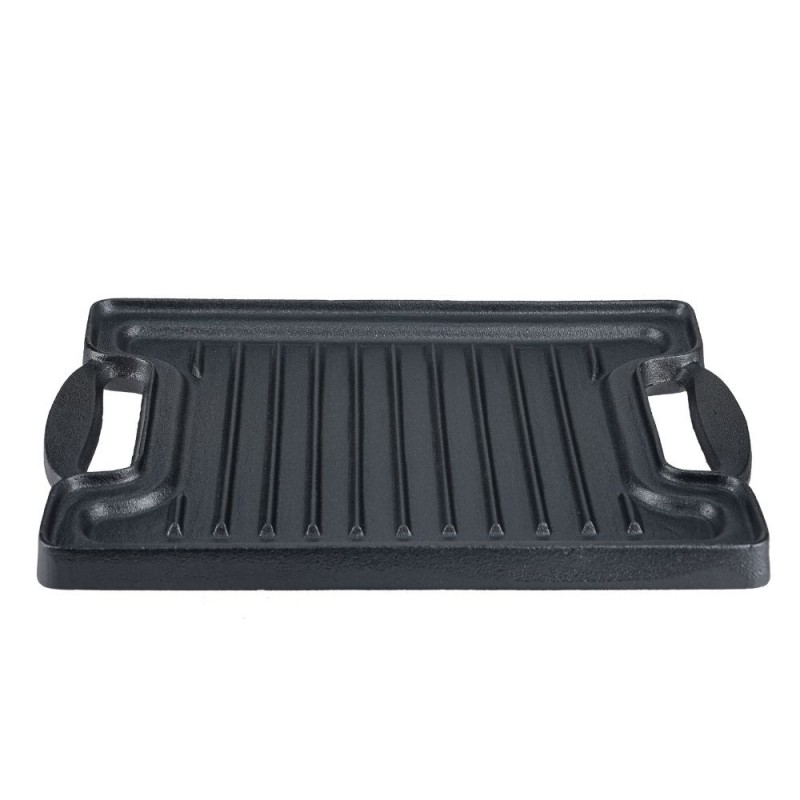 Dobbeltsidet støbejernsgrillplade, 36x25 cm - 
