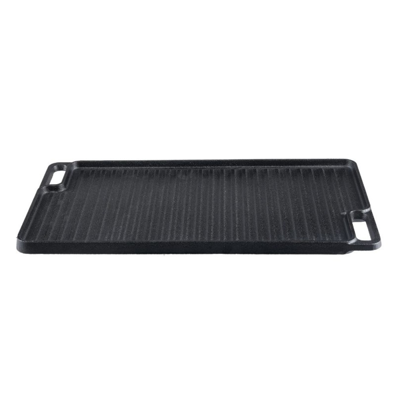 Dobbeltsidet støbejernsgrillplade, 46x26 cm - Støbejernsplade