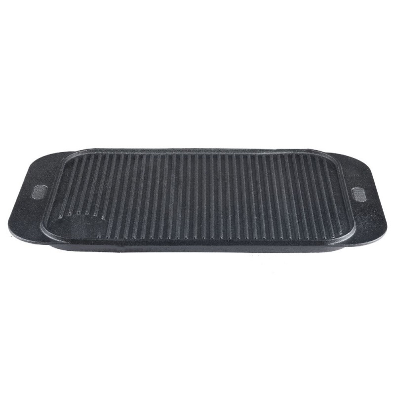 Dobbeltsidet støbejernsgrillplade, 48x26 cm - 