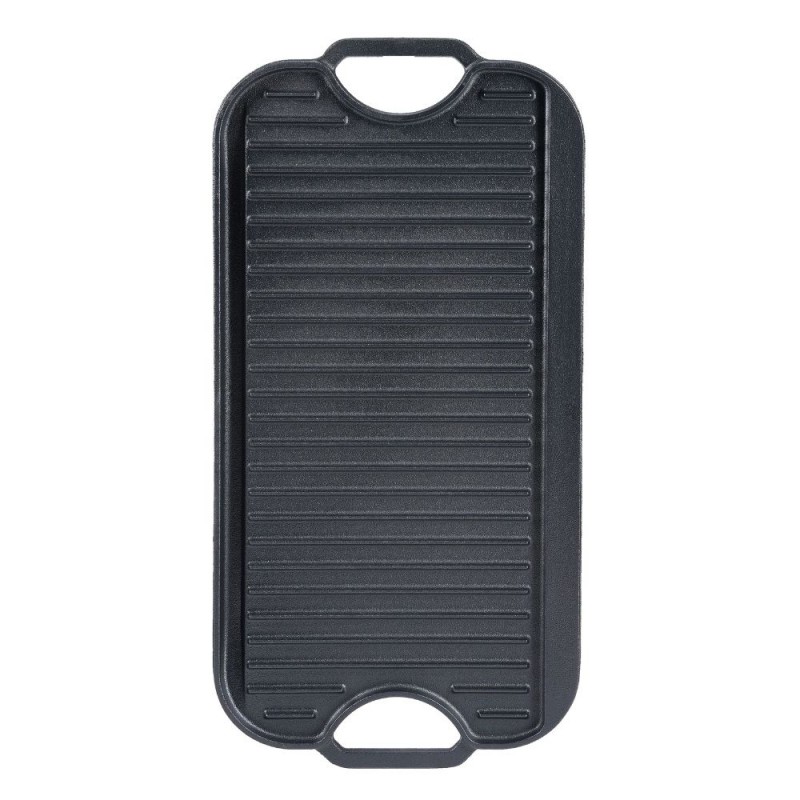 Dobbeltsidet støbejernsgrillplade, 51x26 cm - 