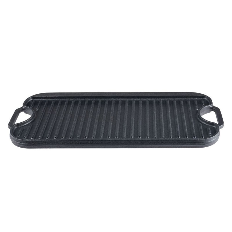 Dobbeltsidet støbejernsgrillplade, 51x26 cm - 