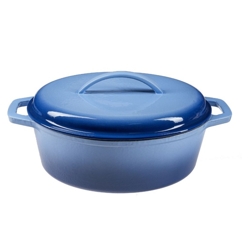Emaljeret støbejernsgryde, Blå, oval, 33x27см - 
